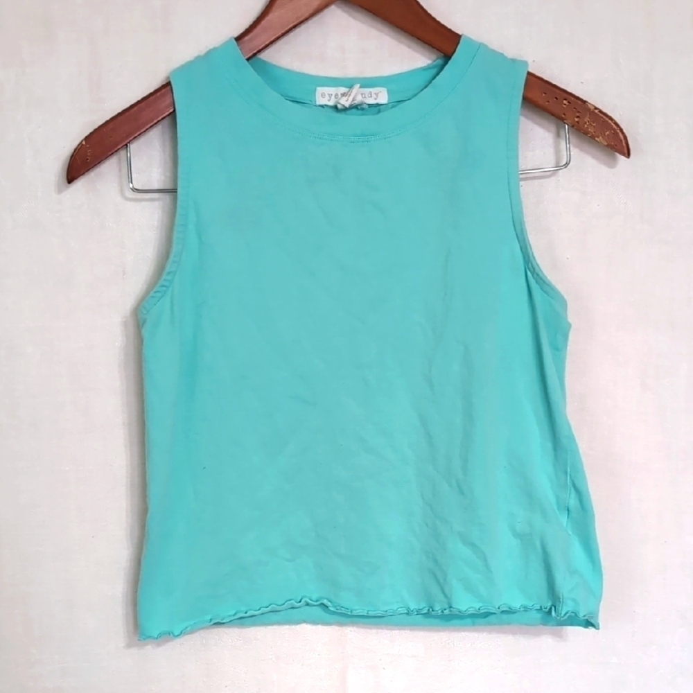 Eyecandy Turquoise Blue Crewneck Cropped Tank Size Large